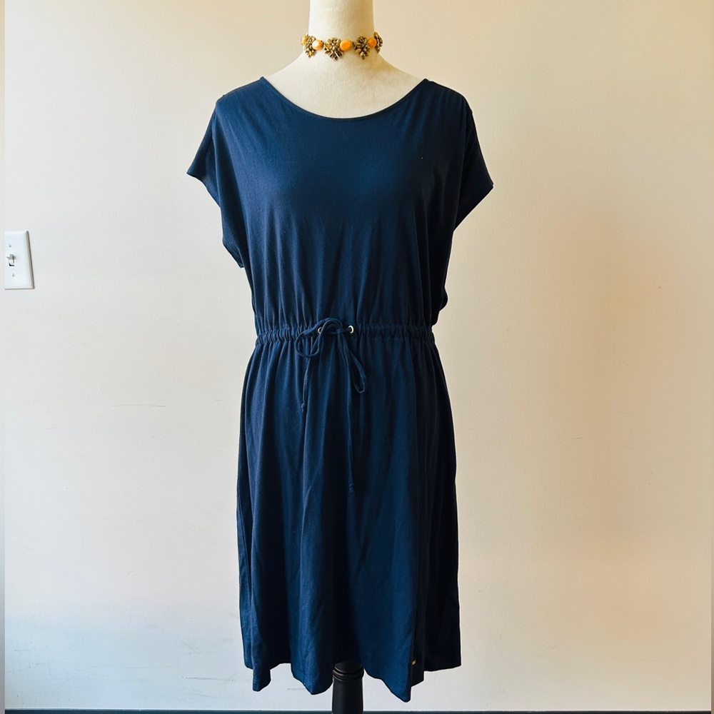 Navy Seas Spring Nautica Drawstring Shirt Dress